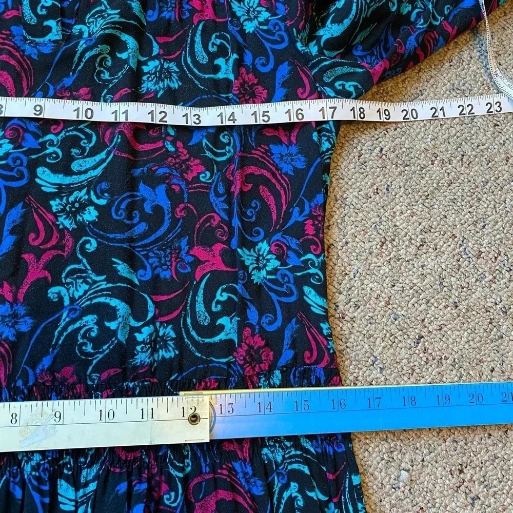 VTG 90s Darian Cottagecore Floral Boho Spring Summer Mid Length Dress Women 10 - Picture 2 of 8